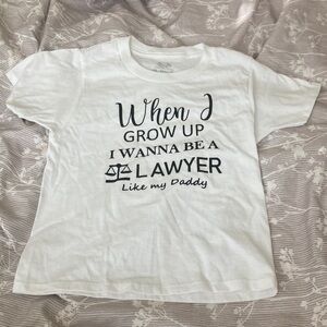 White Graphic Tee with Lawyer Print